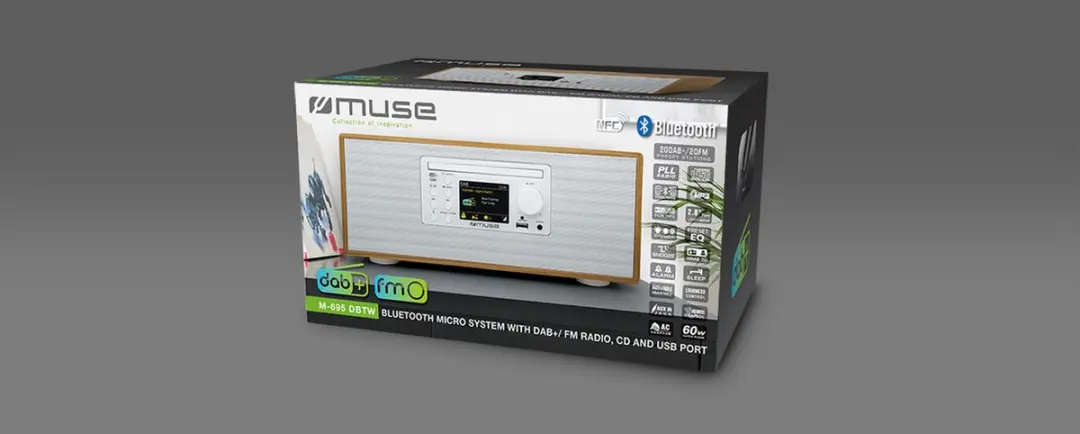 Muse M-695DBTW Micro-audiosysteem - DAB+/FM, Bluetooth, CD, USB - Wit - afbeelding 4 van 6