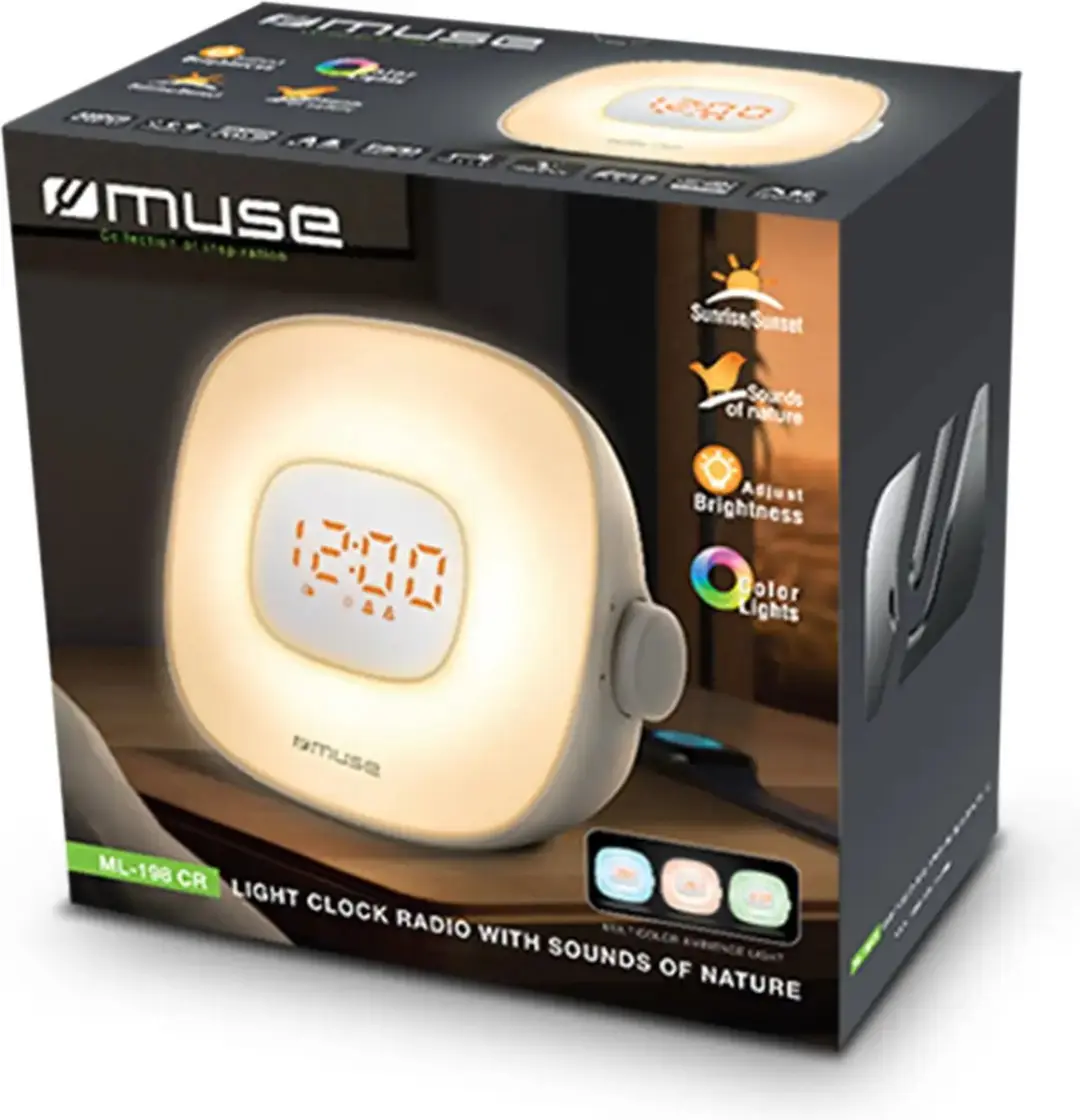 Muse ML-198CR Wekkerradio - Wake-up lamp & natuurgeluiden - Wit
