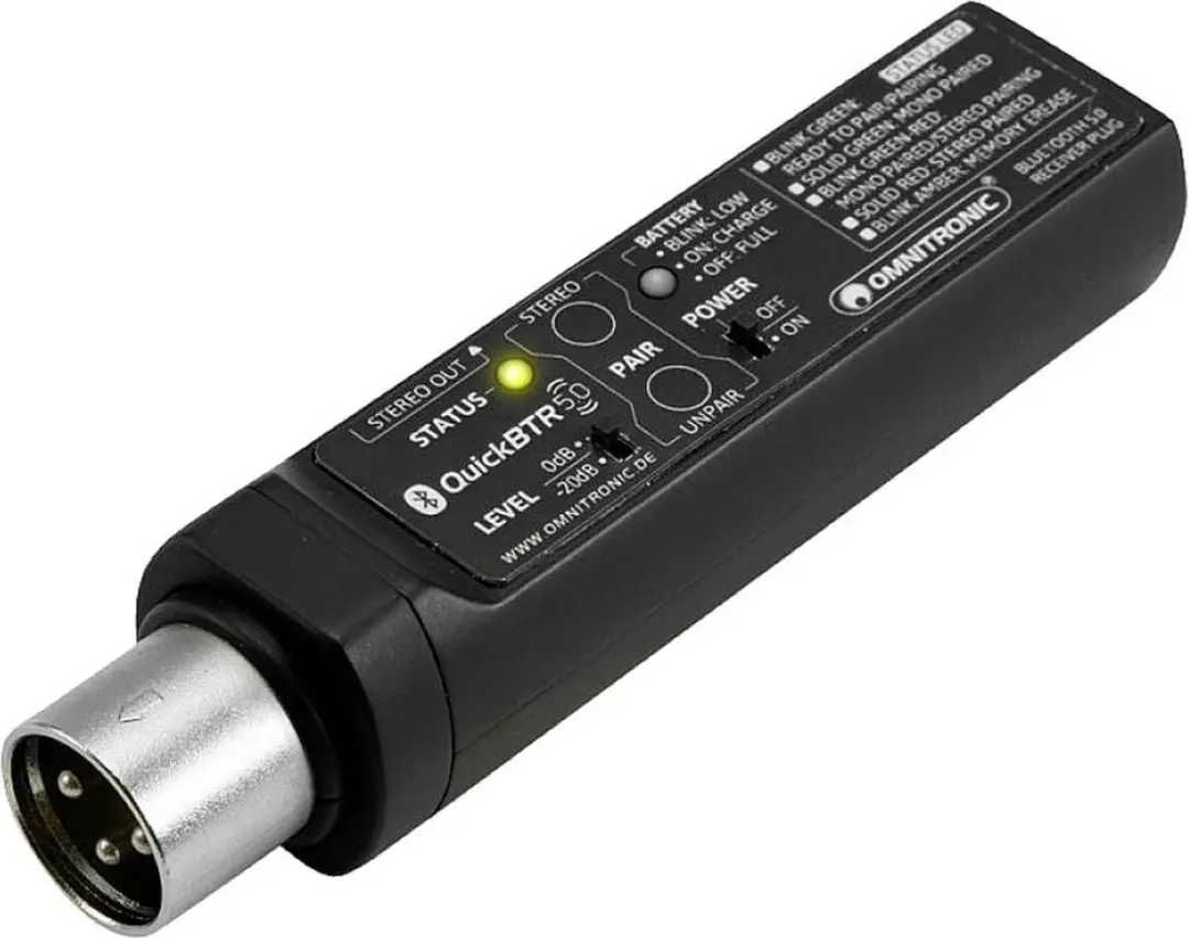 Omnitronic QuickBTR-5.0 XLR AptX Bluetooth Ontvanger - Zwart - afbeelding 3 van 4