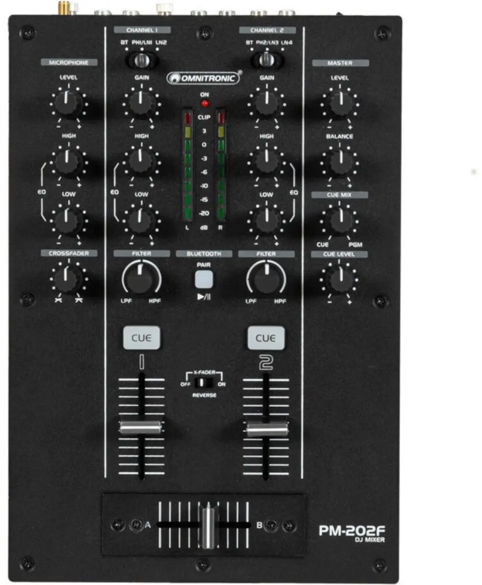 Omnitronic PM-202F DJ Mixer - 2 Kanalen - Zwart - afbeelding 2 van 6