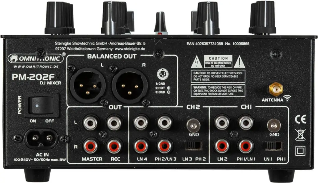 Omnitronic PM-202F DJ Mixer - 2 Kanalen - Zwart - afbeelding 5 van 6