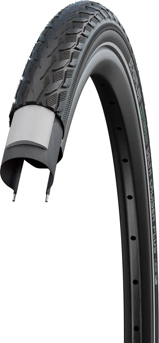 Schwalbe Delta Cruiser Plus Puncture Guard 28x1.10 Buitenband - Zwart met reflectie