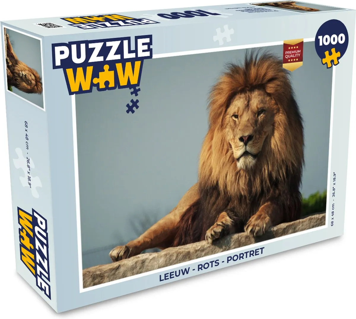 PuzzleWow Leeuw Rots Portret Legpuzzel 1000 Stuks - Multicolor