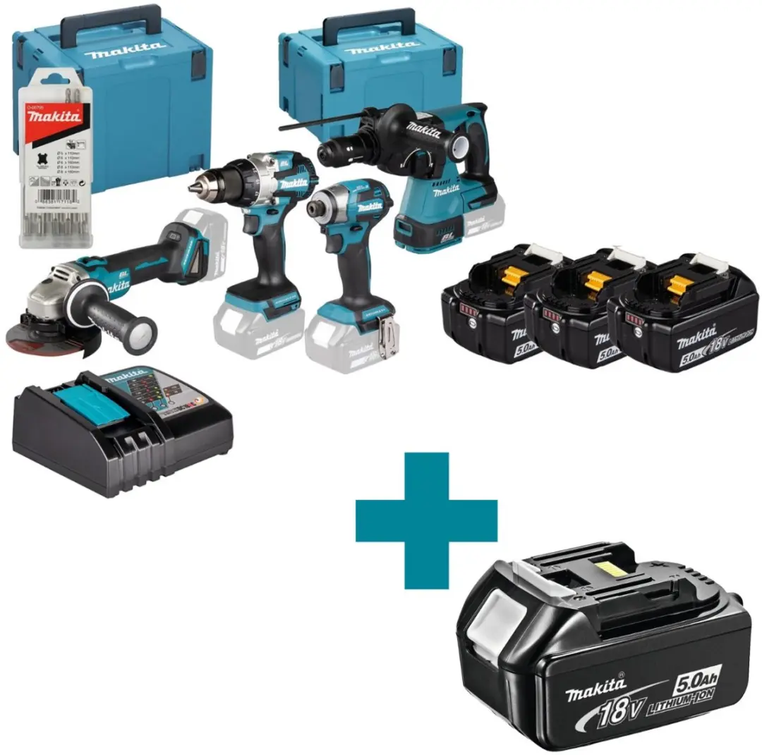 Makita DLX4196JX1 Accu combiset 4-delig 18V 5.0Ah in tas