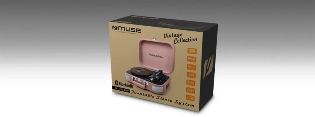 Muse MT-201BTP Bluetooth Kofferplatenspeler - Roze - afbeelding 4 van 4