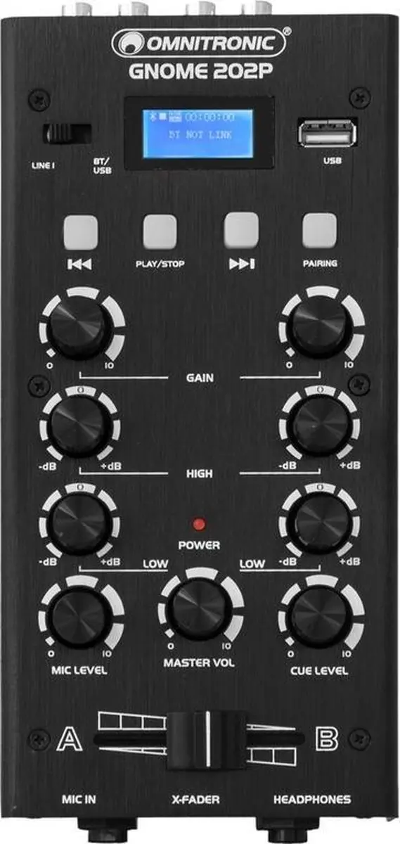 Omnitronic GNOME-202P Mengpaneel - 2 Kanalen - Zwart - afbeelding 2 van 6