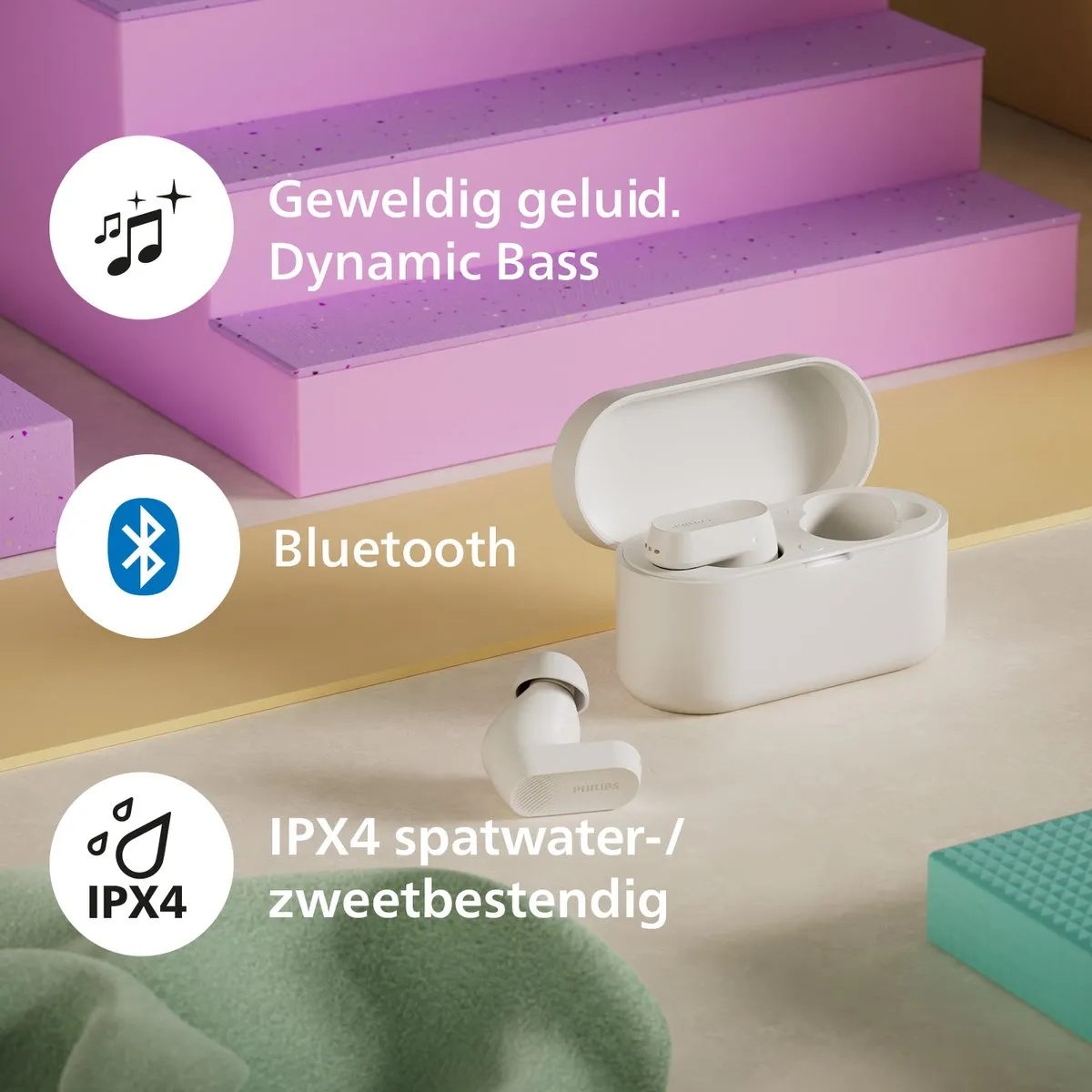 Philips TAT3509 Noise Cancelling Oortjes - Wit