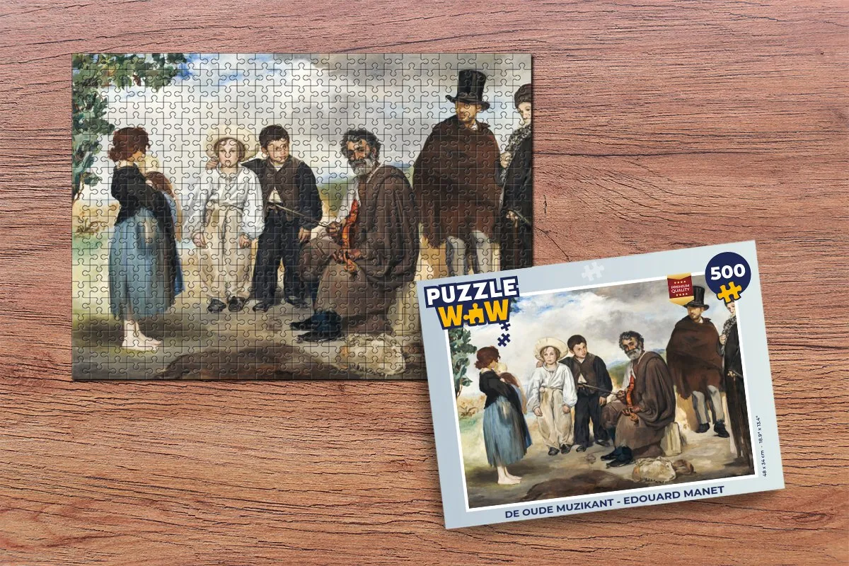 PuzzleWow De oude muzikant Legpuzzel 500 Stuks - Edouard Manet - Multicolor