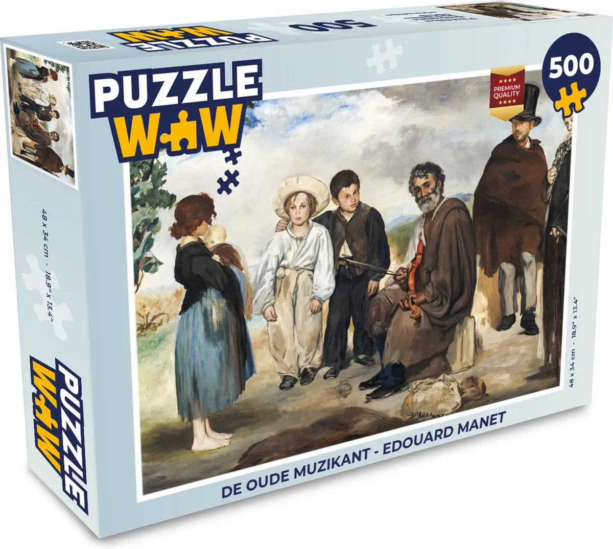 PuzzleWow De oude muzikant Legpuzzel 500 Stuks - Edouard Manet - Multicolor