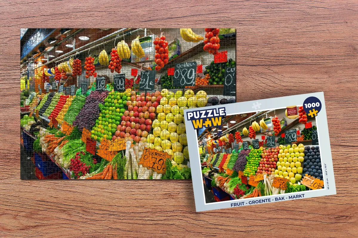 PuzzleWow Fruit Groente Markt Legpuzzel 1000 Stuks - Multicolor