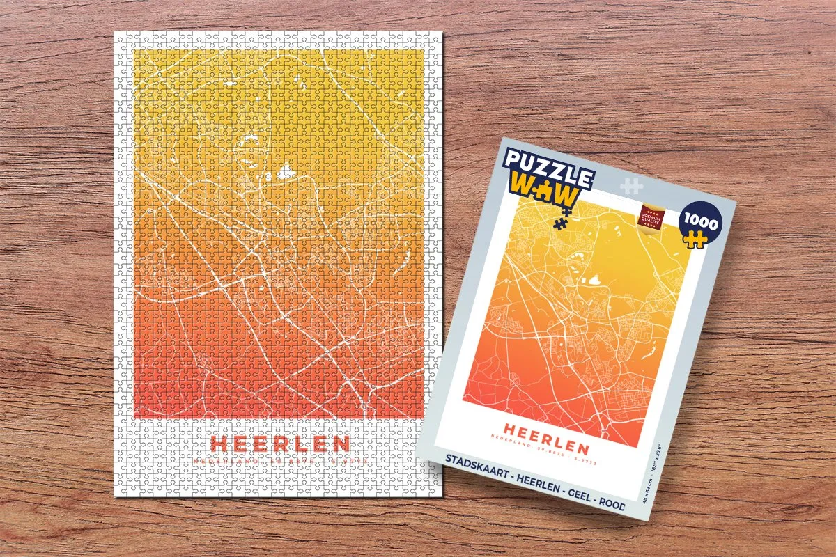 PuzzleWow Stadskaart Heerlen Legpuzzel 1000 Stuks - Multicolor