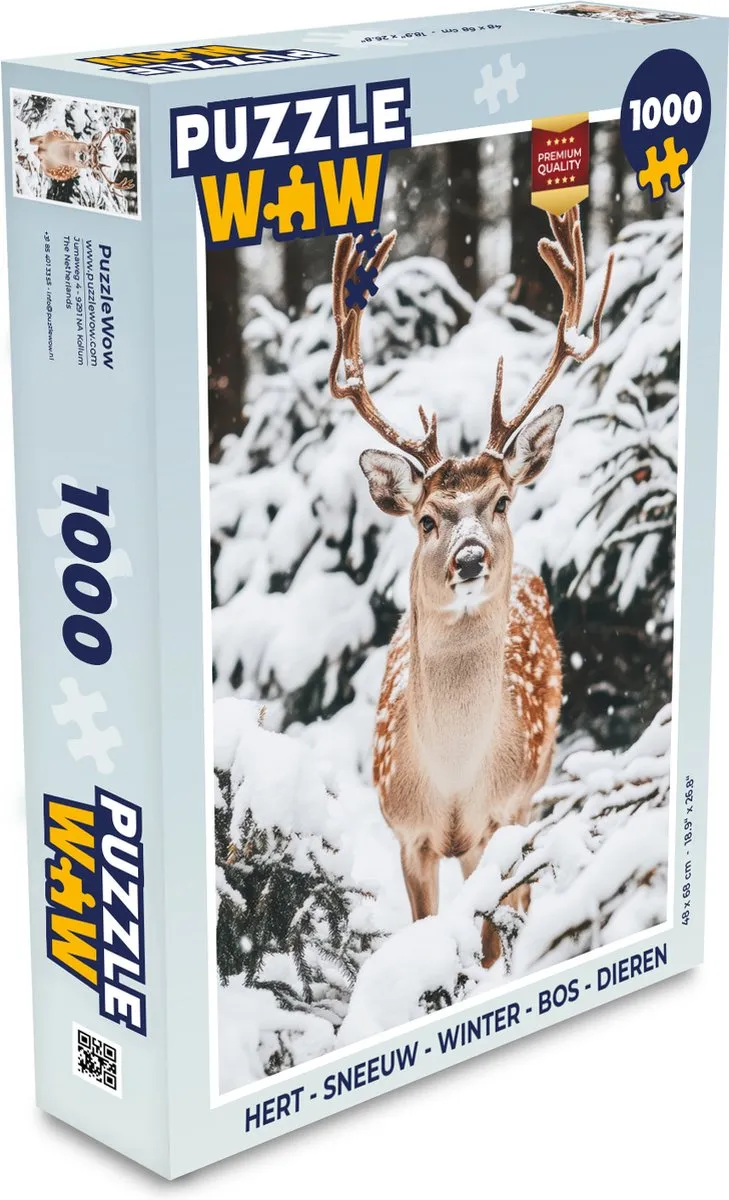 PuzzleWow Hert op Sneeuw Legpuzzel 1000 Stuks