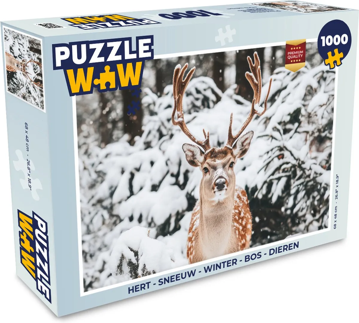 PuzzleWow Hert op Sneeuw Legpuzzel 1000 Stuks
