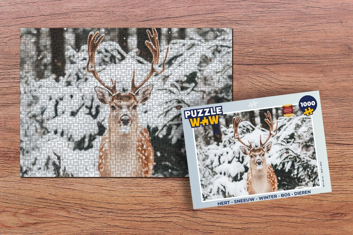 PuzzleWow Hert op Sneeuw Legpuzzel 1000 Stuks