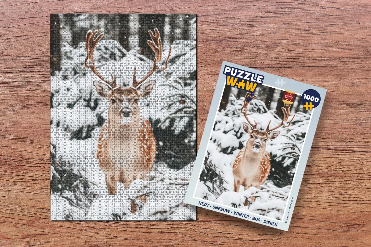 PuzzleWow Hert op Sneeuw Legpuzzel 1000 Stuks