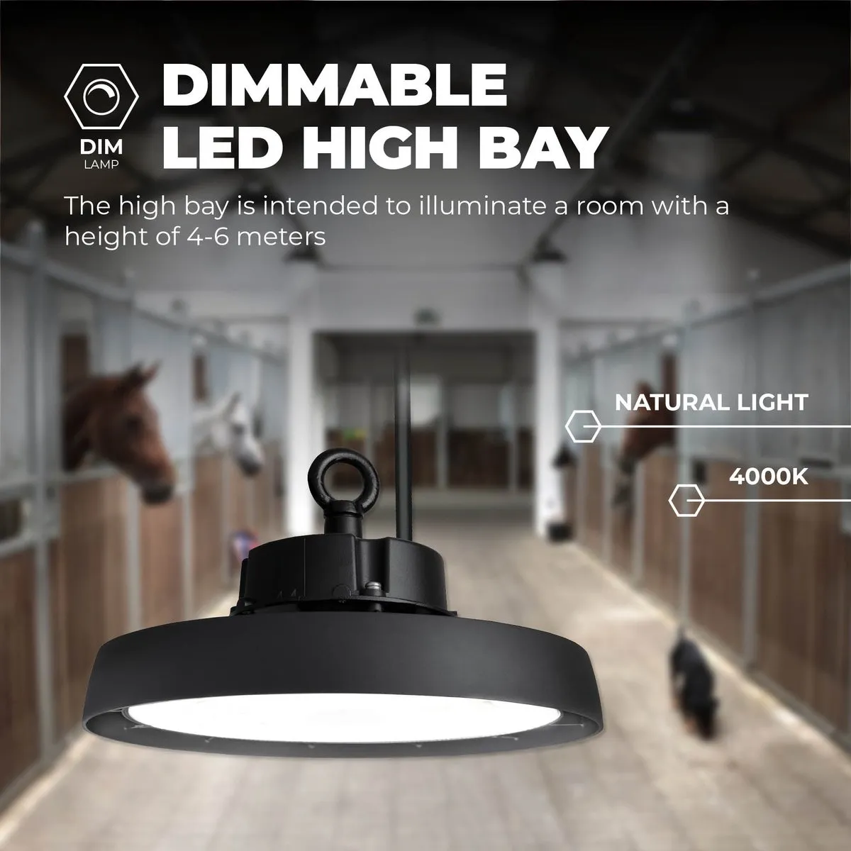LEDVION LED High Bay Sensor 100W - 28.800Lm - 4000K - IP65 - Zwart