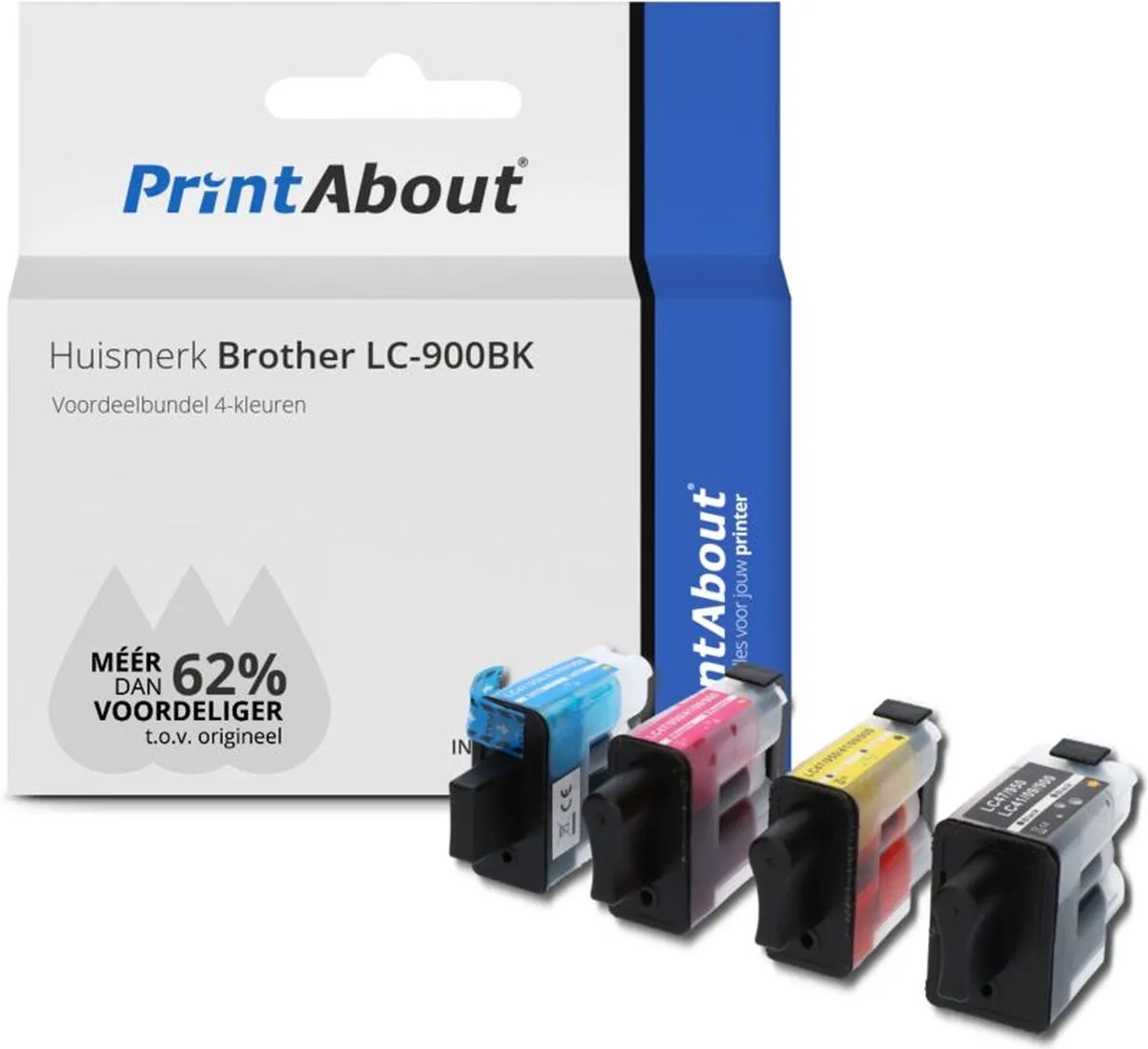 PrintAbout LC-900BK-PA2 Inktcartridge - 4 Kleuren - 1.900 pagina's