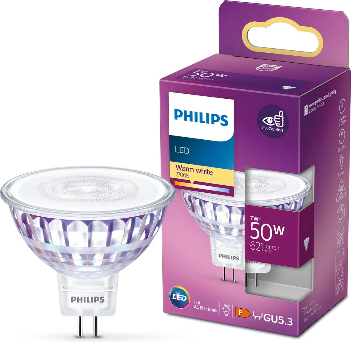Philips LED Spot GU5.3 7W Warm Wit