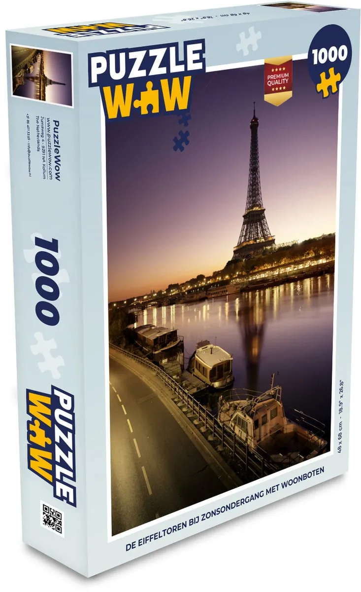 PuzzleWow Legpuzzel De Eiffeltoren bij zonsondergang - 1000 Stukken Multicolor