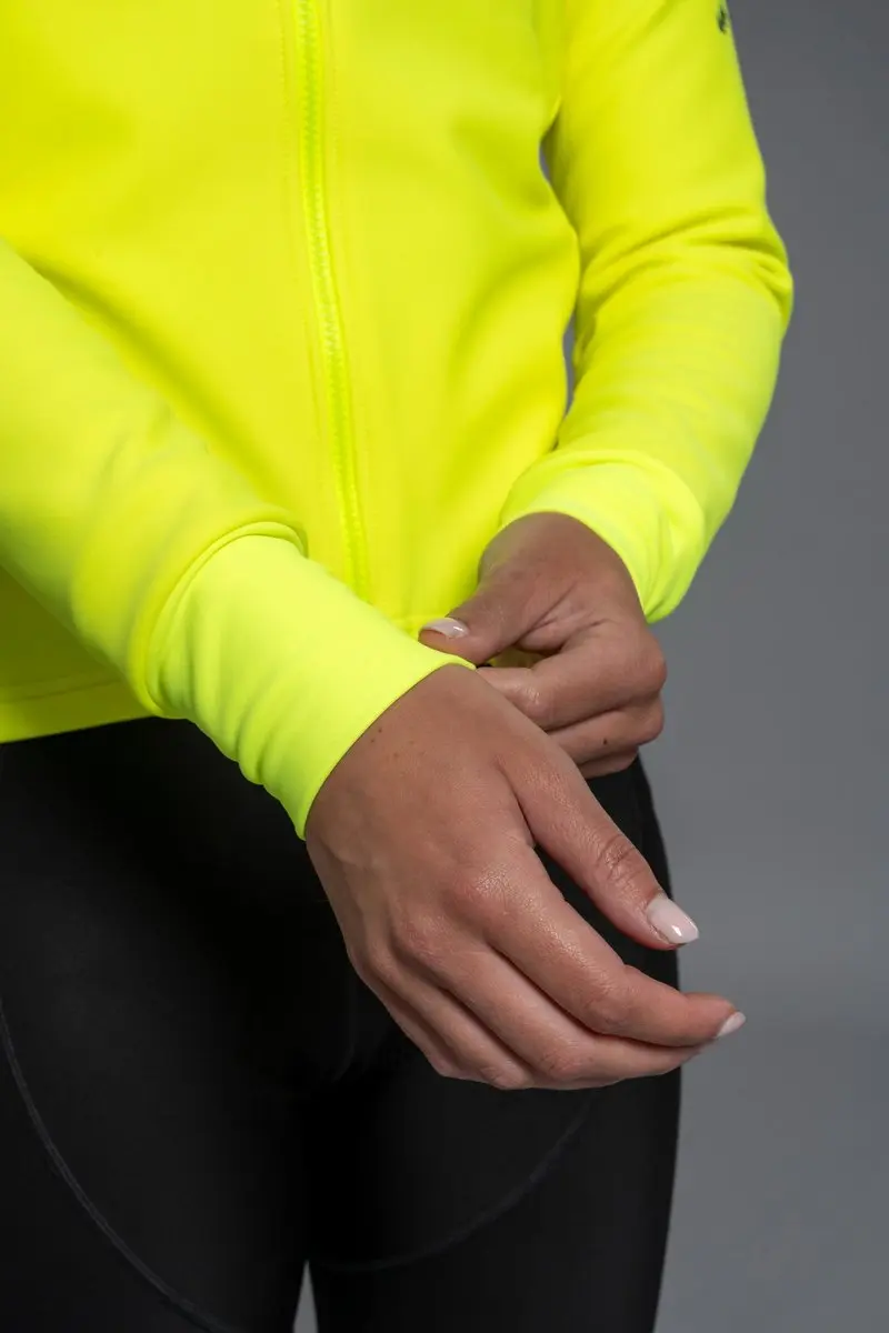 Bioracer Tempest Protect Pixel Wielerjas - Fluogeel - Winddicht & Thermisch - Maat M