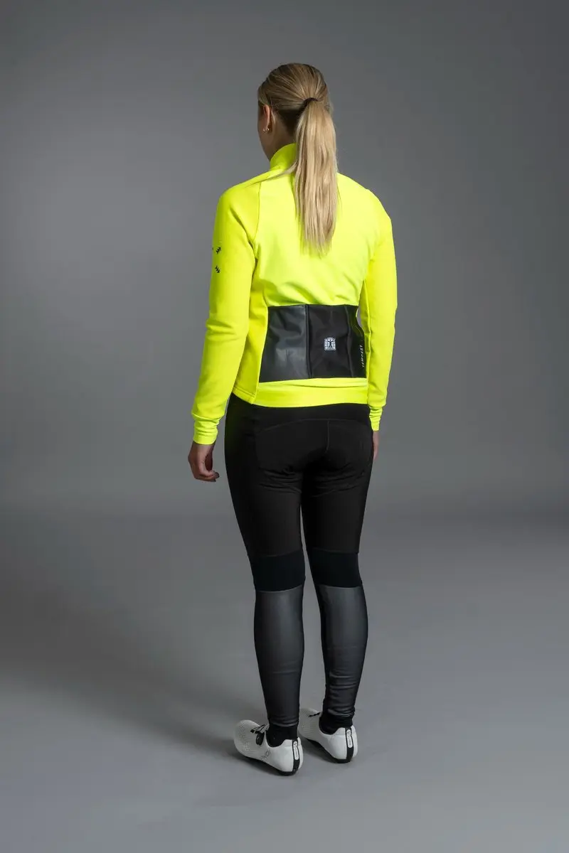 Bioracer Tempest Protect Pixel Wielerjas - Fluogeel - Winddicht & Thermisch - Maat M