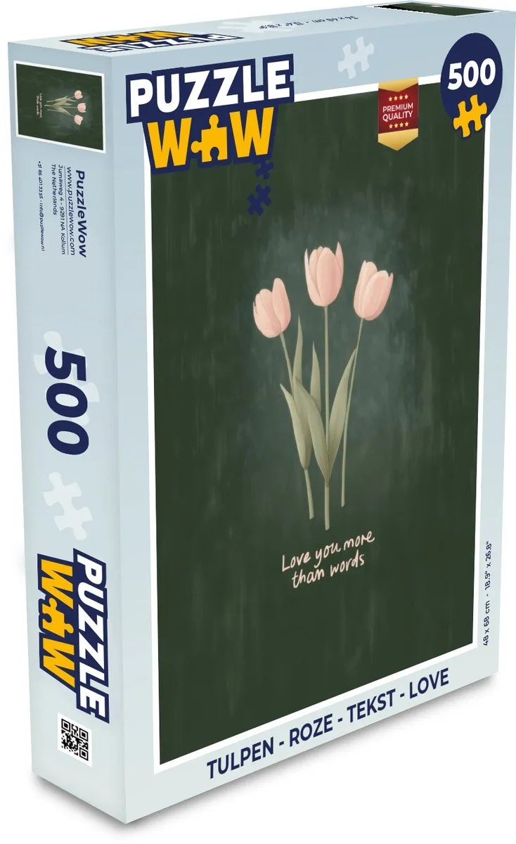 PuzzleWow Puzzel Tulpen Roze Tekst 500 Stuks