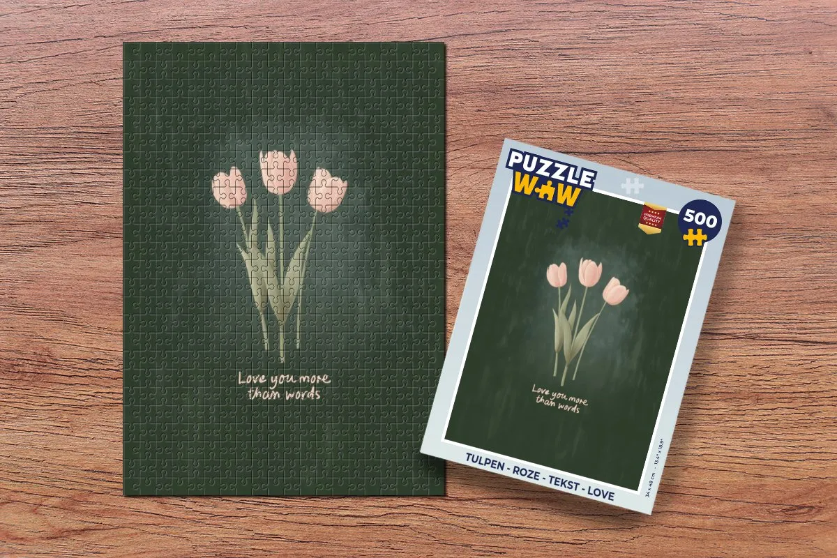 PuzzleWow Puzzel Tulpen Roze Tekst 500 Stuks