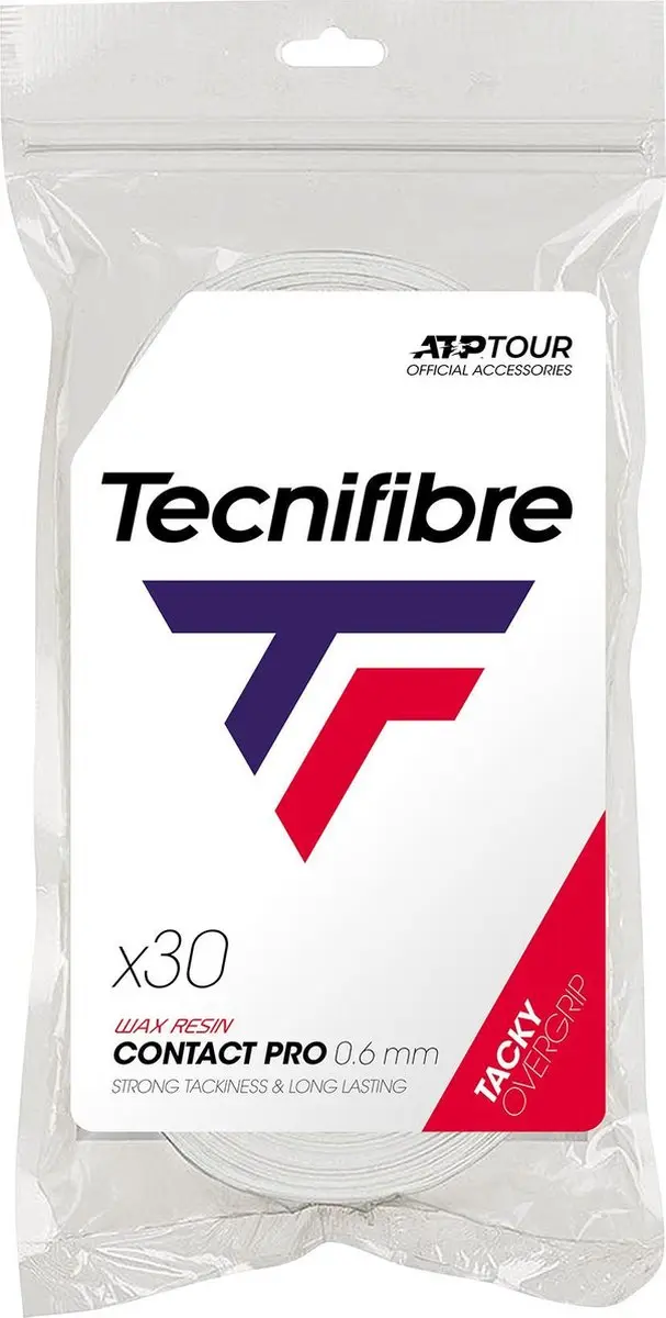 Tecnifibre Contact Pro Overgrip 30 stuks Wit Uitvoering : Contact Pro 30 Pack Wi