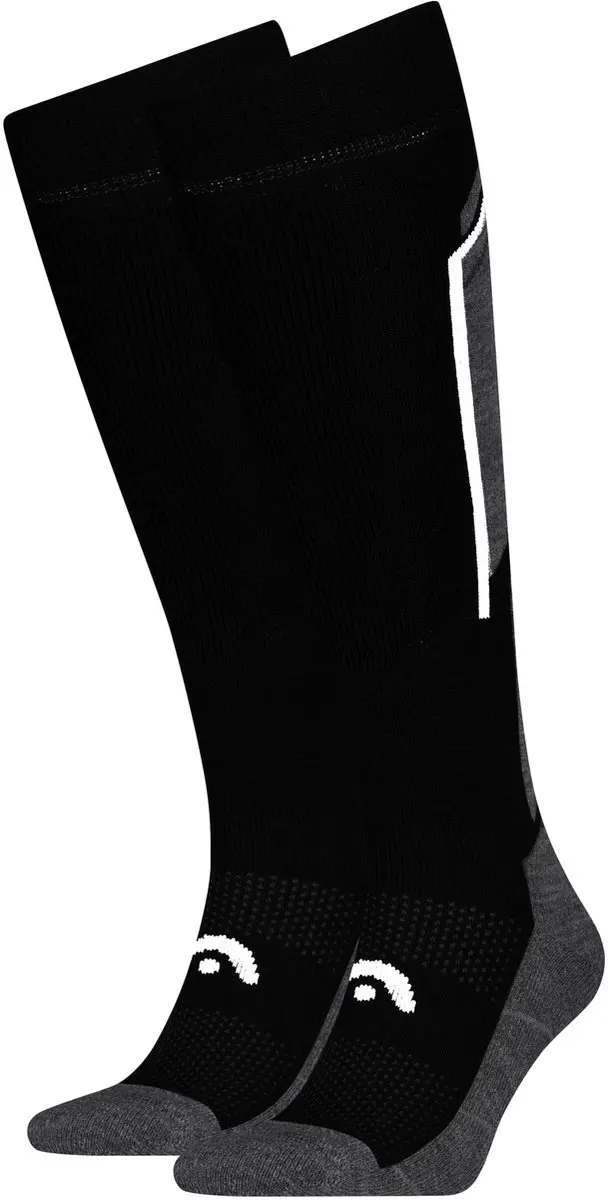 HEAD unisex 2P skisokken beginner grijs & zwart