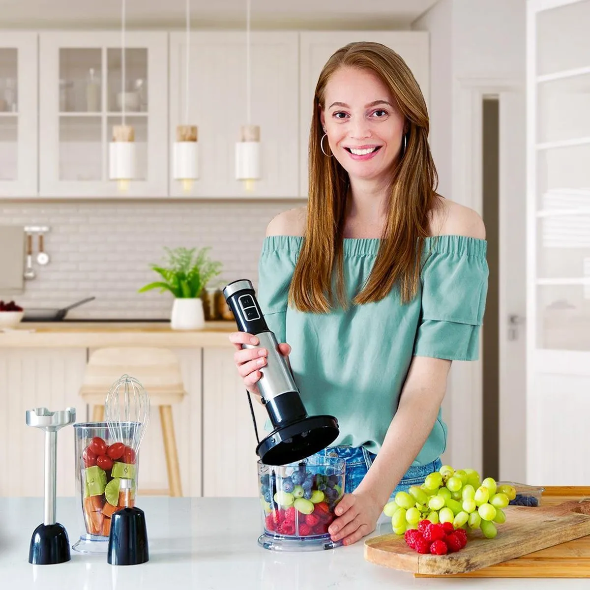 KitchenBrothers KB701 Staafmixer Set 800W - 6 Snelheden - 4-in-1 - Zwart - afbeelding 6 van 6
