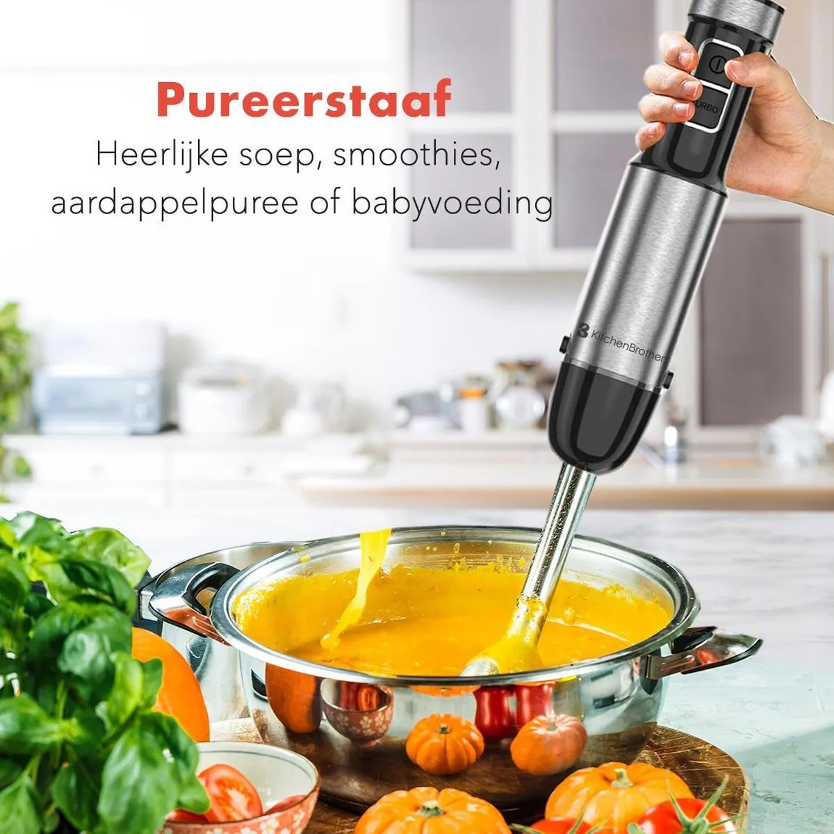 KitchenBrothers KB701 Staafmixer Set 800W - 6 Snelheden - 4-in-1 - Zwart