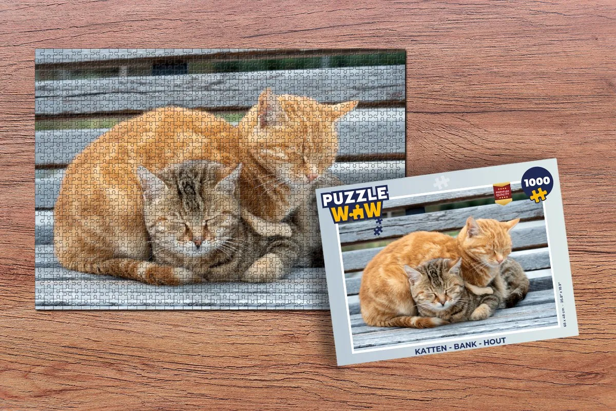 PuzzleWow Katten Bank Legpuzzel 1000 Stuks - Multicolor
