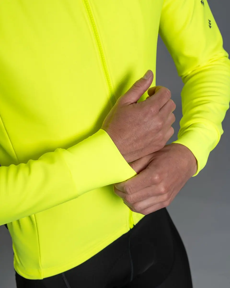 Bioracer Tempest Protect Pixel Wielerjas - Fluogeel - Winddicht & Thermisch - Maat L