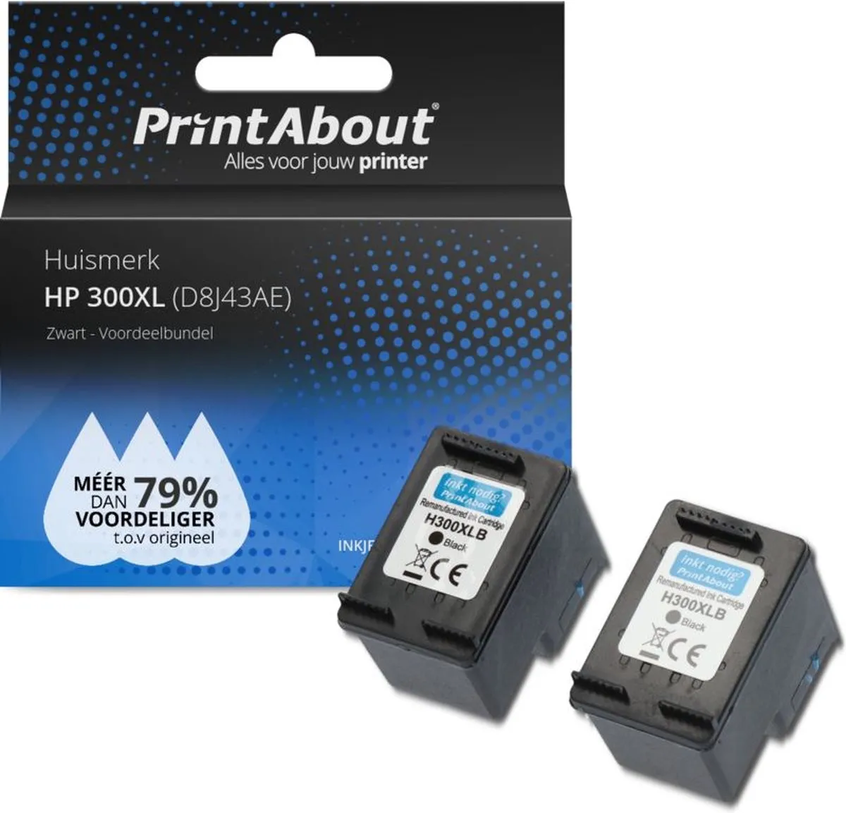 PrintAbout Inktcartridge D8J43AE-PA2 Zwart - 2 Stuks