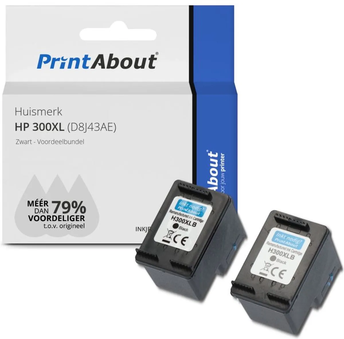 PrintAbout Inktcartridge D8J43AE-PA2 Zwart