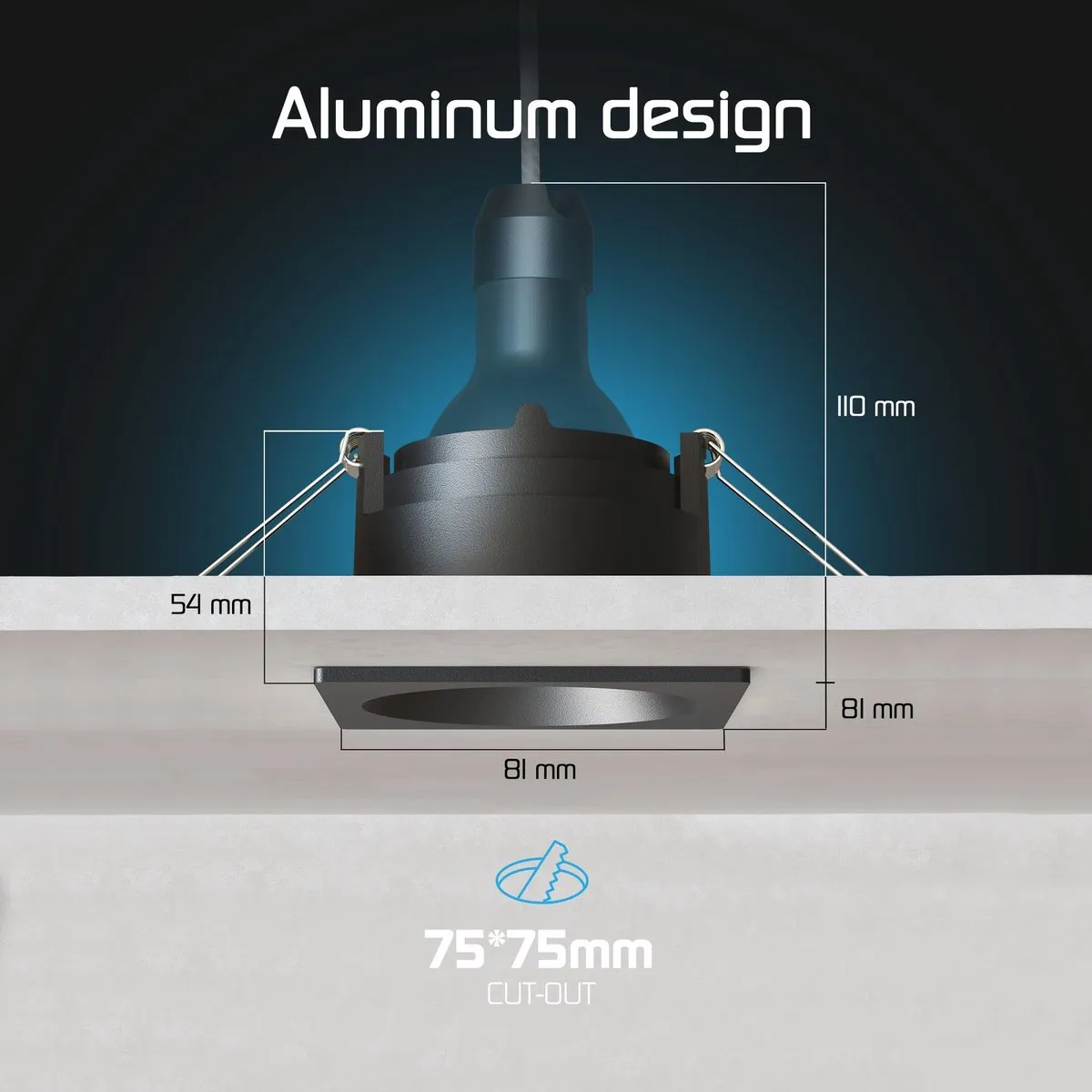 LEDVION 6x Smart Inbouwspot 81x81mm RGBW GU10 - 4.9W - Zwart