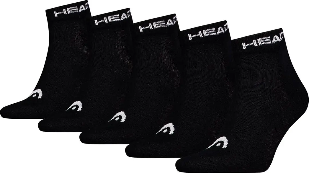 HEAD unisex 5P quartersokken elements zwart