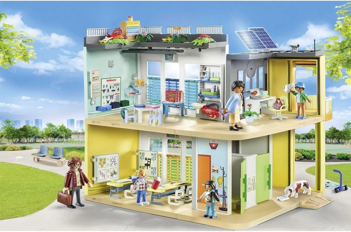 Playmobil 3-delige Set Grote School & Sportschool & Klimaatwetenschap - Multicolor