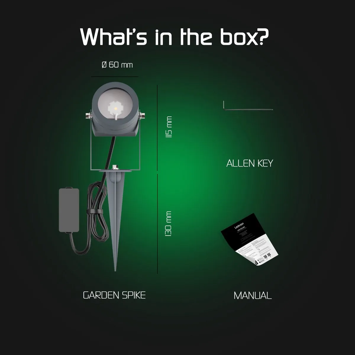 LEDVION LED Prikspots Antraciet IP44 1W 3000K - Tuinspots Buiten