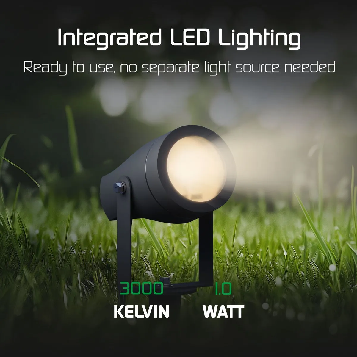 LEDVION LED Prikspots Antraciet IP44 1W 3000K - Tuinspots Buiten - afbeelding 6 van 6