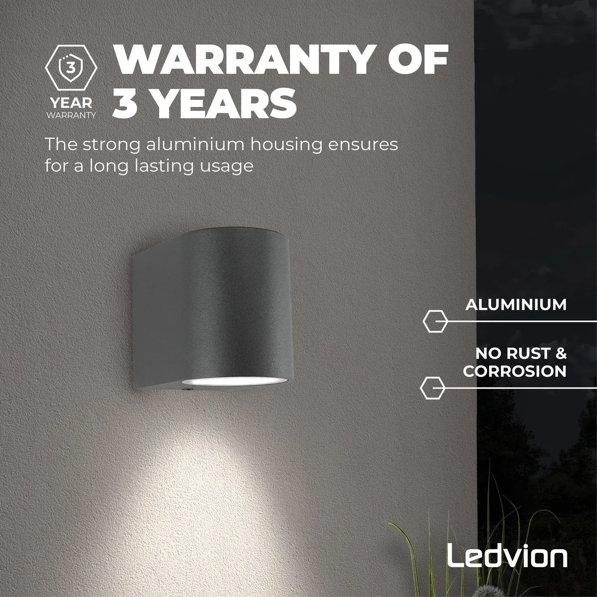 LEDVION 2x LED Wandlamp 4.5W 2700K IP54 Antraciet