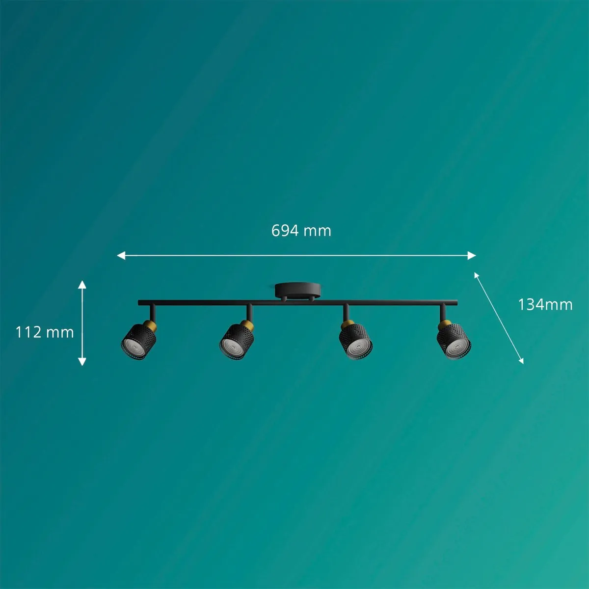 Philips Niall Opbouwspot Zwart/Goud - 4x GU10 Warmwit 2700K