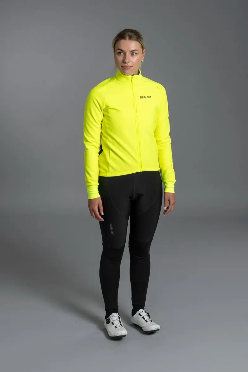 Bioracer Tempest Protect Pixel Wielerjas Dames - Fluogeel - Winddicht & Thermisch - XS