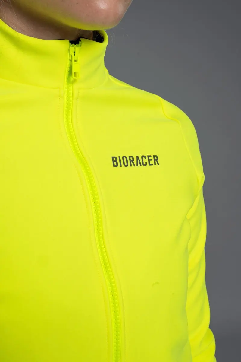 Bioracer Tempest Protect Pixel Wielerjas Dames - Fluogeel - Winddicht & Thermisch - XS