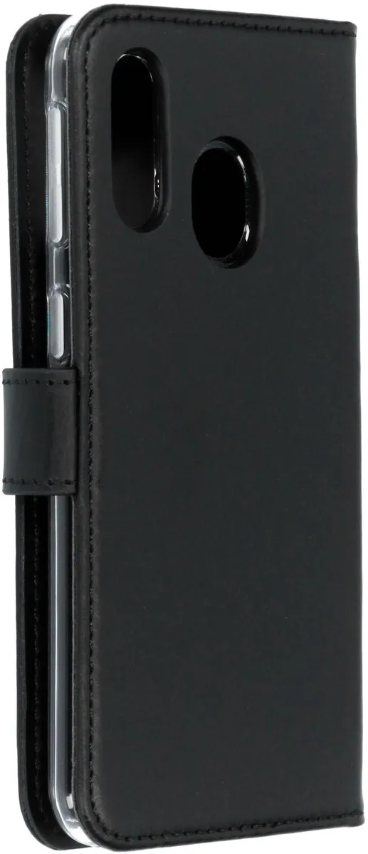 Selencia Hoesje Samsung Galaxy A40 - Echt Lederen Bookcase - 3 Pasjes - Zwart
