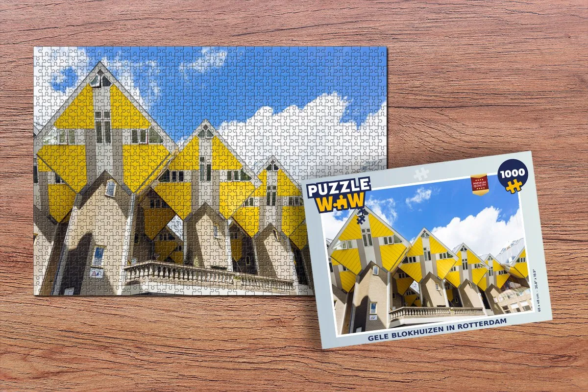 PuzzleWow Rotterdam Architectuur Kubus - 1000 Stuks - Geel