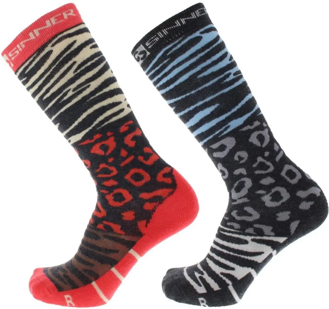 SINNER LADIES SKI SOCKS ANIMAL DOUBLE PACK