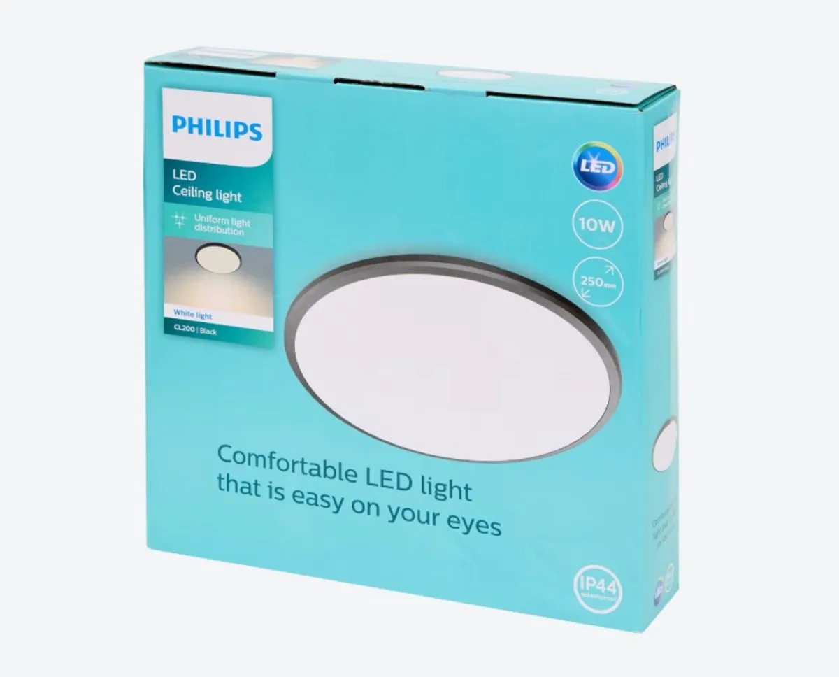 Philips LED Plafondlamp - 10W - Wit/Zwart
