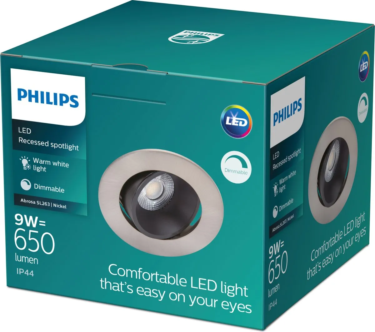 Philips LED Abrosa Inbouwspot 1-lichts - 8.6cm - Nikkel