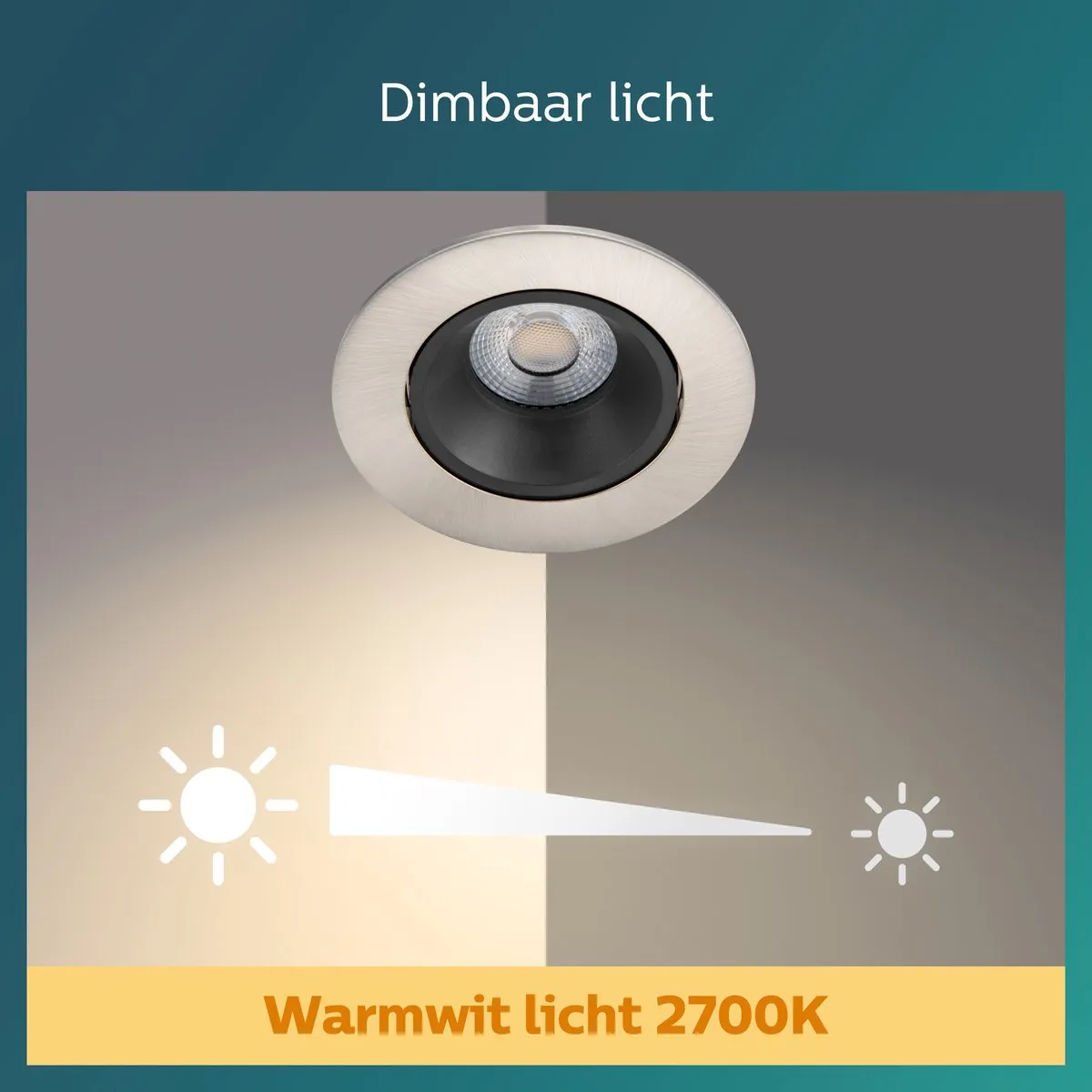 Philips LED Abrosa Inbouwspot 1-lichts - 8.6cm - Nikkel
